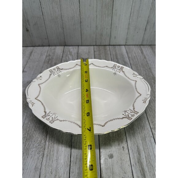 Vintage Crown Potteries Co Vegetable Serving Bowl Oval Gold Rim 9.5'' - Set of 2 - Picture 10 of 13